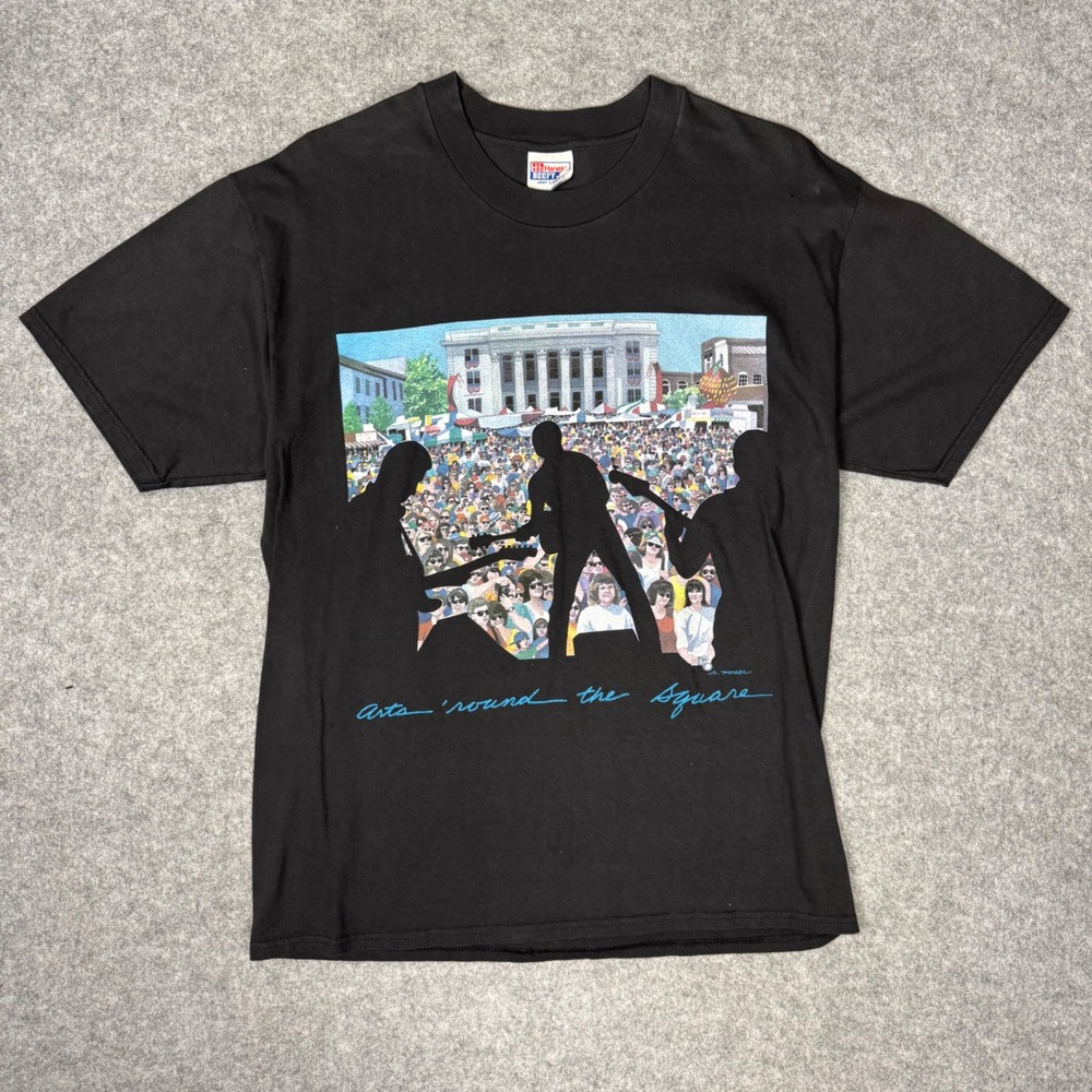 Vintage Hanes Beefy-T Arts Round the Square Festival Graphic T-Shirt Mens L